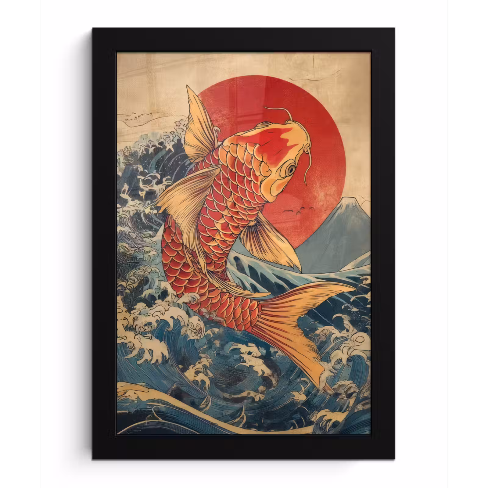 Poster met lijst - Koi - Zee - Golven - Zon — 1