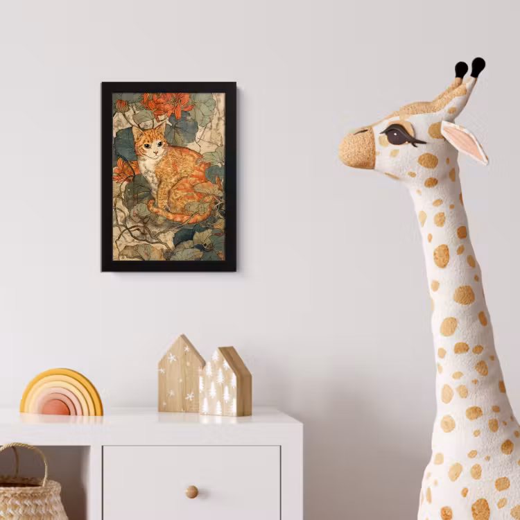 Poster met lijst - Kat - Sierlijk - Bloemen — 5