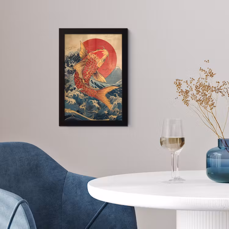 Poster met lijst - Koi - Zee - Golven - Zon — 2