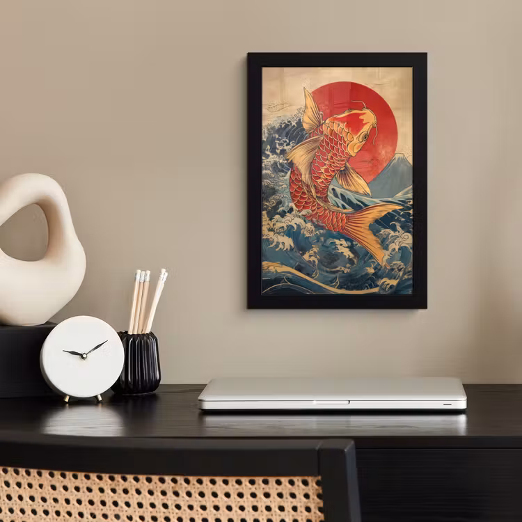 Poster met lijst - Koi - Zee - Golven - Zon — 3