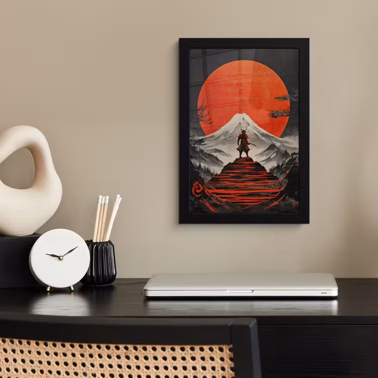 Poster met lijst - Krijger - Rode trappen - Zon - Berg — 3