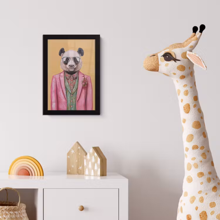 Poster met lijst - Panda - Pak - Zonnebril - Blauw — 5