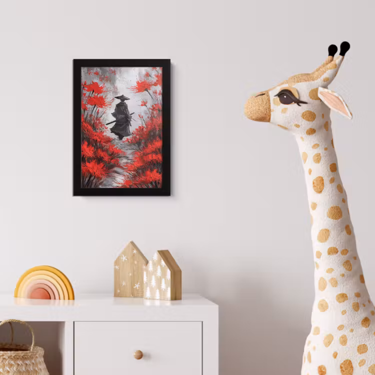 Poster met lijst - Rode bloemen - mistig - Man — 5