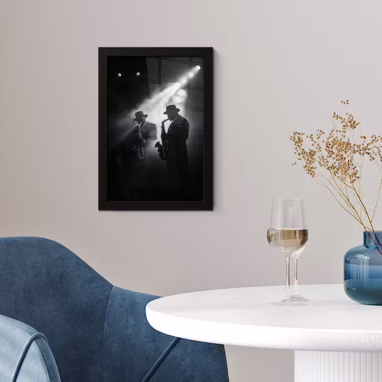Poster met lijst - Saxofonisten - Hoeden - Rook - Licht — 2