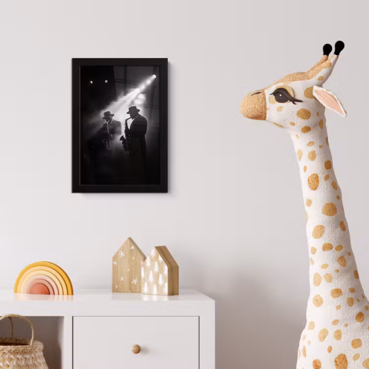 Poster met lijst - Saxofonisten - Hoeden - Rook - Licht — 5