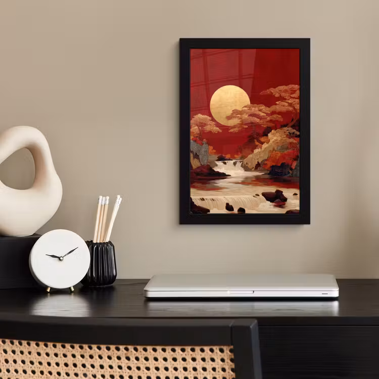 Poster met lijst - Volle maan - Landschap - Waterval — 3