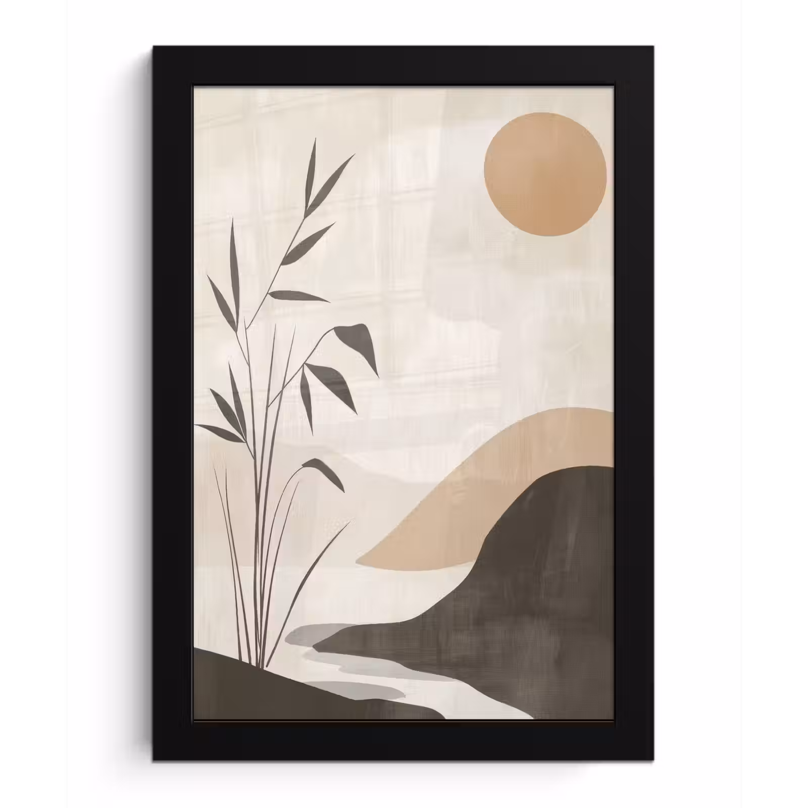 Poster met lijst - Japandi - Landschap - Beige — 1