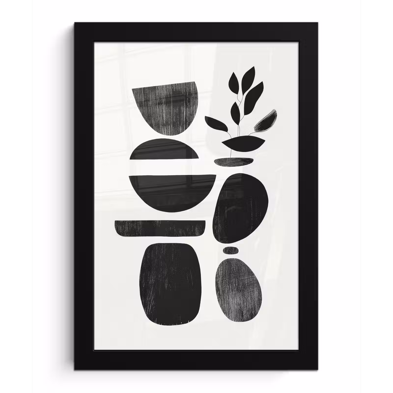 Poster met lijst - Japandi - Zwart - Abstract — 1