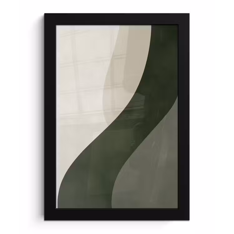 Poster met lijst - Japandi - Groen - Abstract - Modern — 1