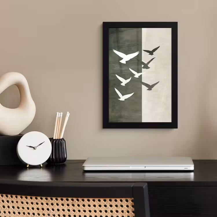 Poster met lijst - Japandi - Vogel - Groen — 3