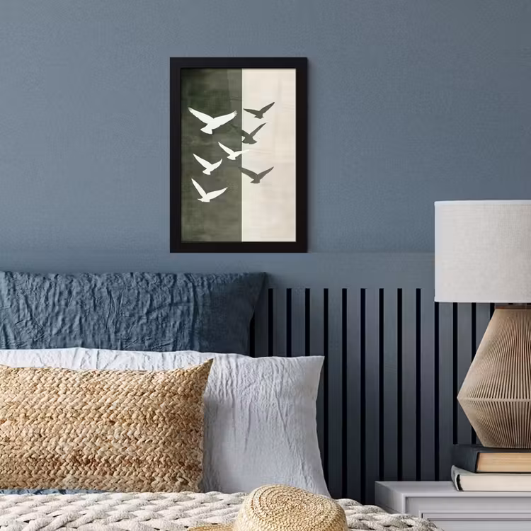 Poster met lijst - Japandi - Vogel - Groen — 4