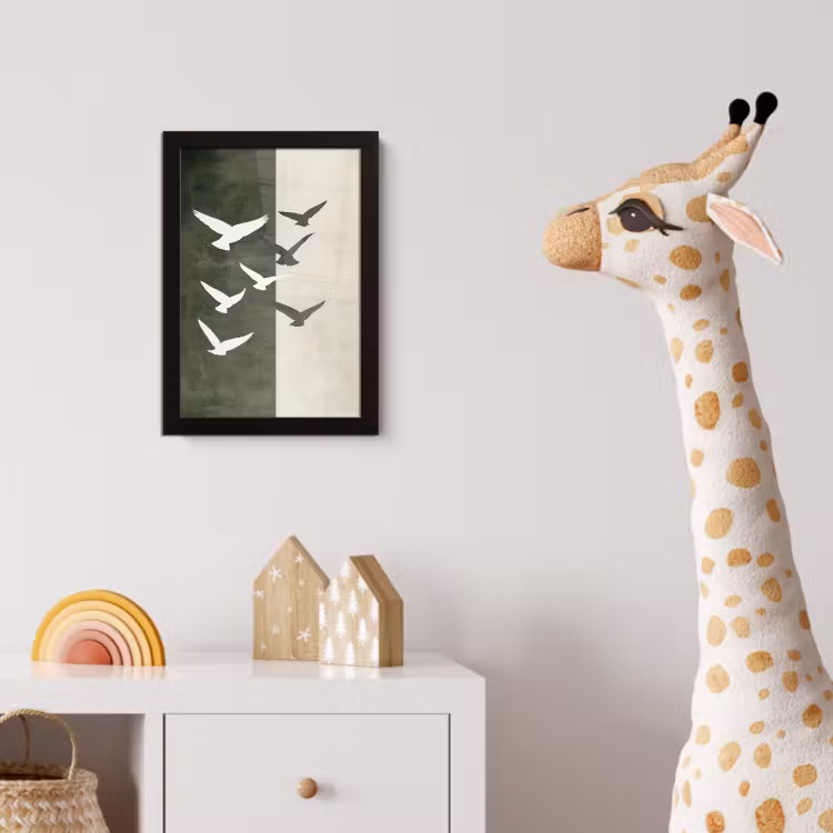 Poster met lijst - Japandi - Vogel - Groen — 5