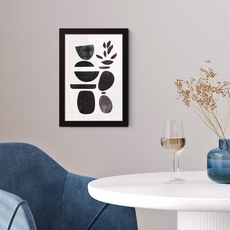 Poster met lijst - Japandi - Zwart - Abstract — 2