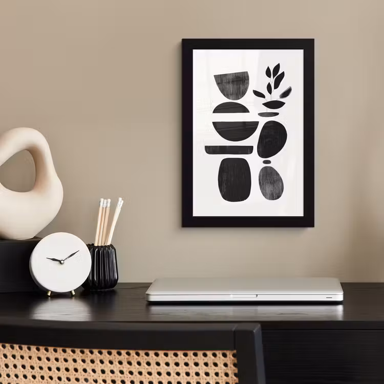 Poster met lijst - Japandi - Zwart - Abstract — 3