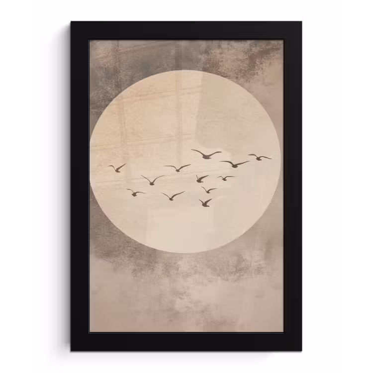 Poster met lijst - Vogel - Beige - Japandi — 1