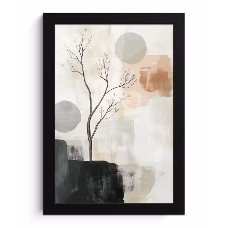 Poster met lijst - Wabi sabi - Beige - Plant — 1