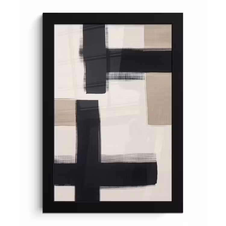 Poster met lijst - Zwart - Abstract - Japandi — 1