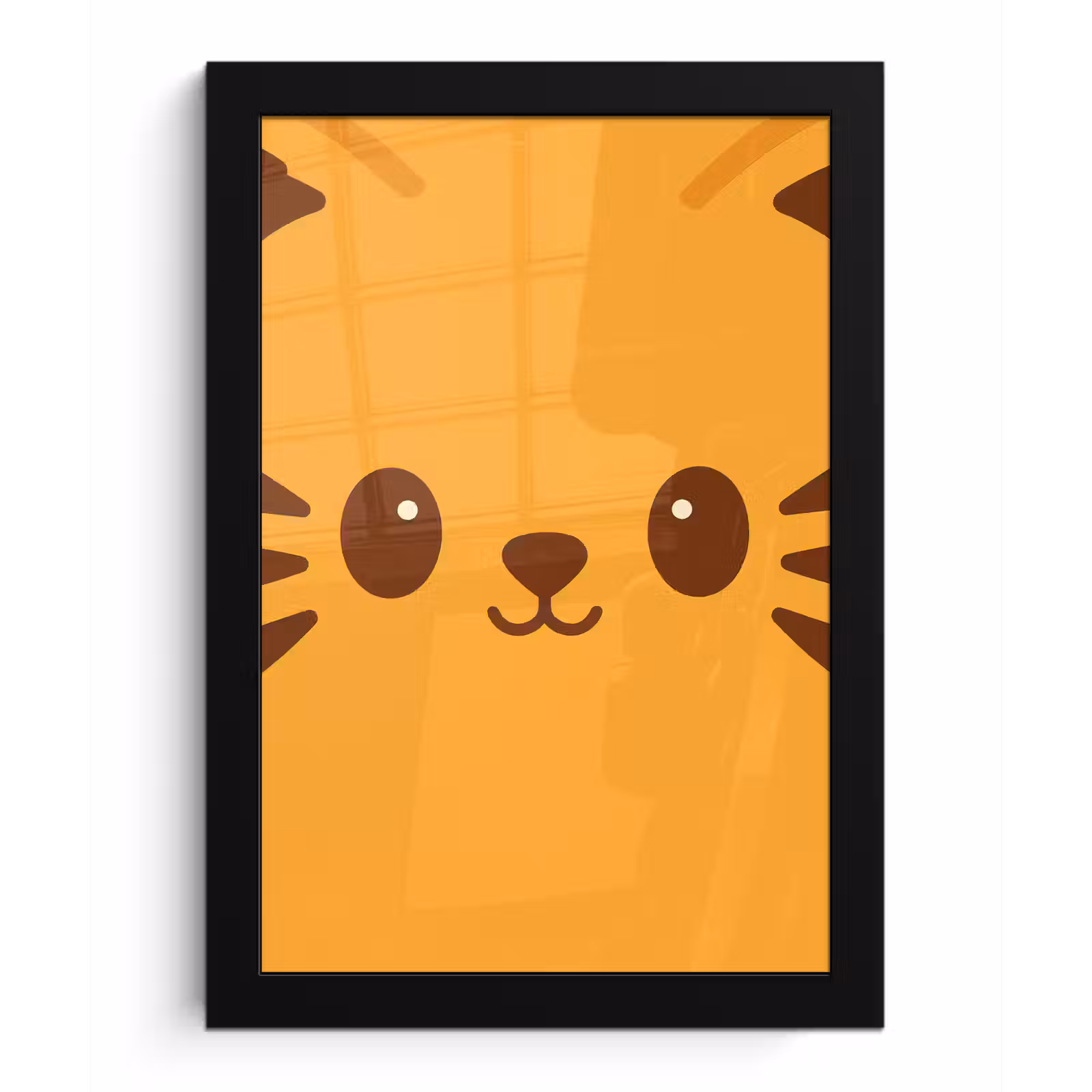 Poster met lijst - Kat - Simplistisch - Oranje - Vrolijk — 1