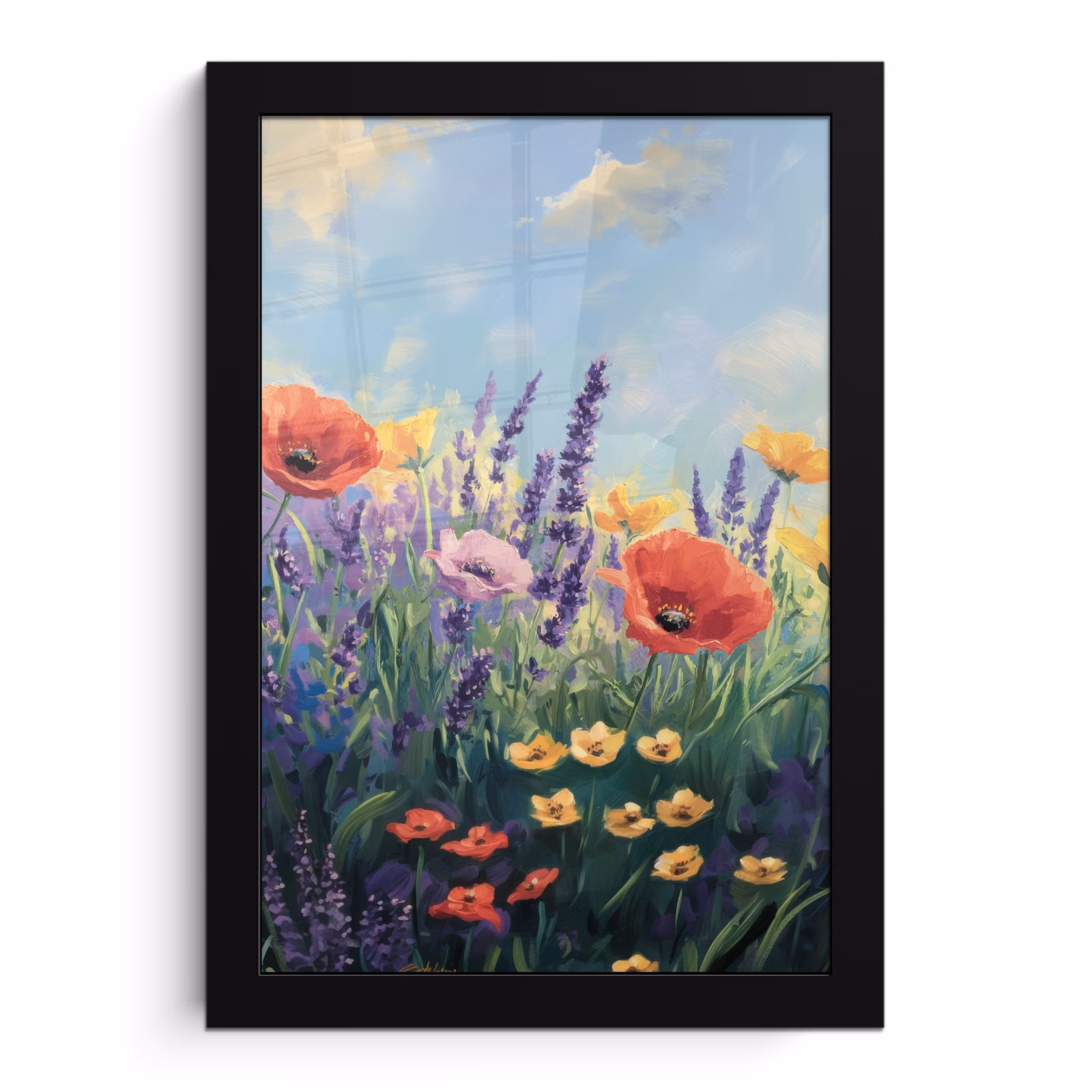 Poster met lijst - Weide - Bloemen - Kleurrijk — 1