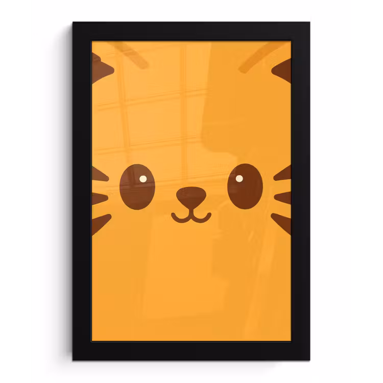 Poster met lijst - Kat - Simplistisch - Oranje - Vrolijk — 1
