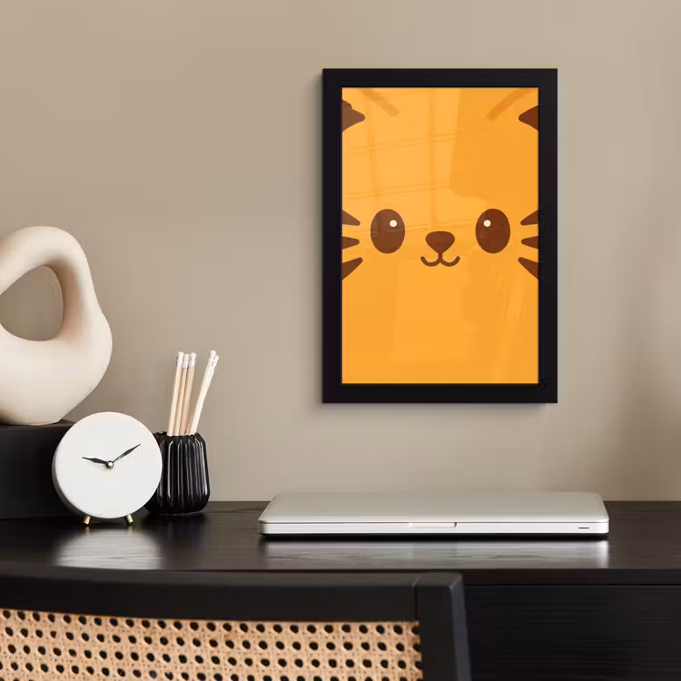 Poster met lijst - Kat - Simplistisch - Oranje - Vrolijk — 3