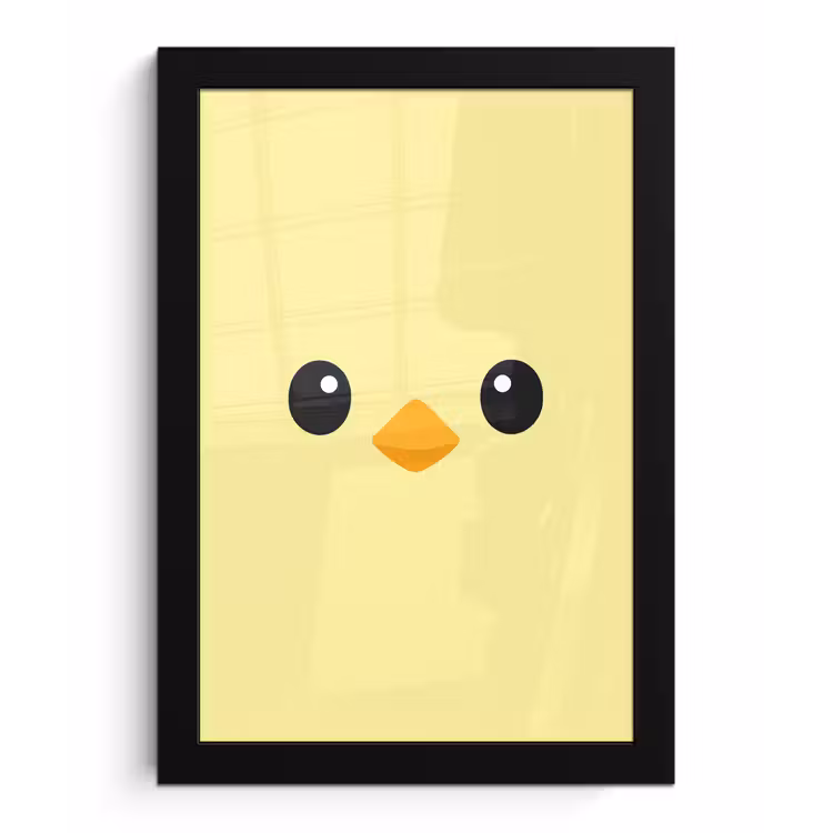 Poster met lijst - Kuiken - Vrolijk - Geel - Minimalistisch — 1