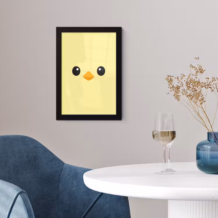 Poster met lijst - Kuiken - Vrolijk - Geel - Minimalistisch — 2