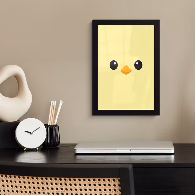 Poster met lijst - Kuiken - Vrolijk - Geel - Minimalistisch — 3