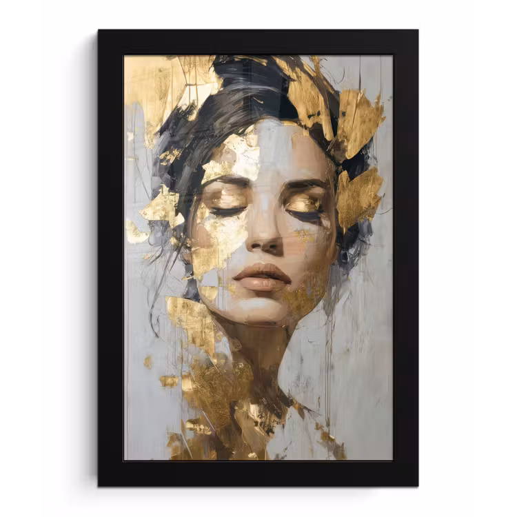 Poster met lijst - Sierlijk - Vrouw - Goud - Ogen — 1