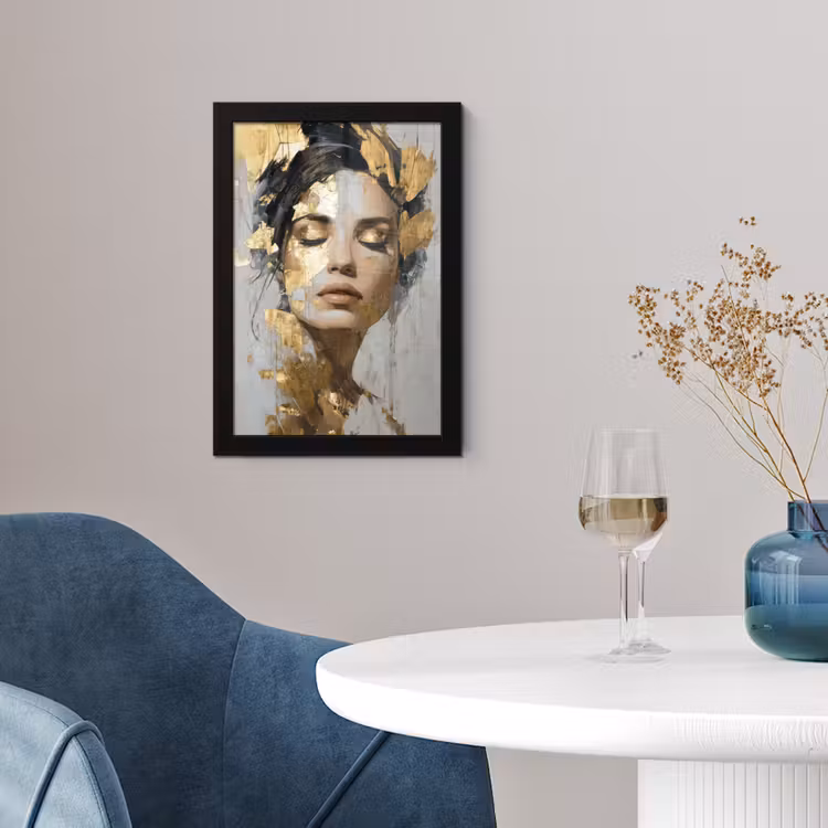 Poster met lijst - Sierlijk - Vrouw - Goud - Ogen — 2