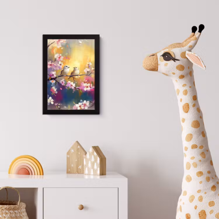 Poster met lijst - Vogels - Bloemen - Roze — 5