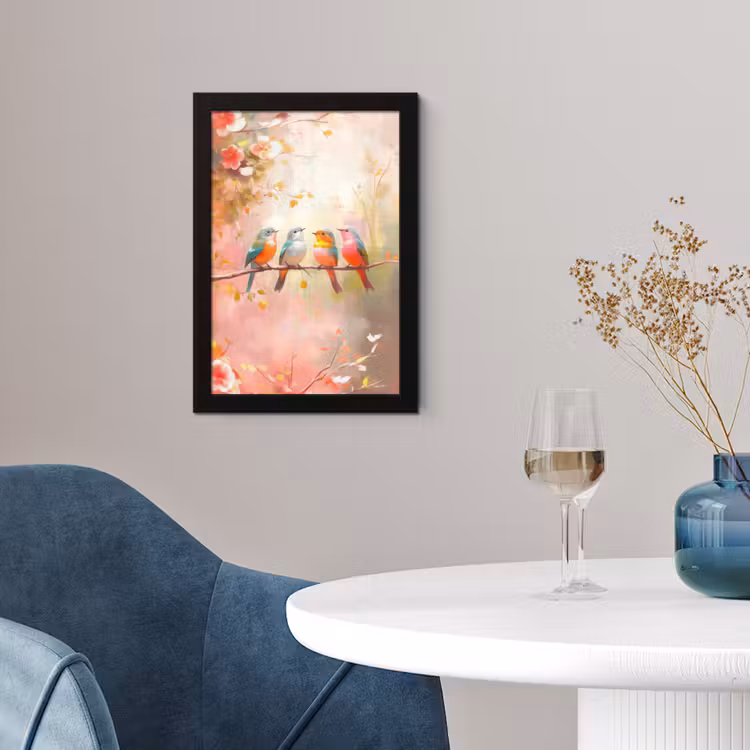 Poster met lijst - Vogels - Kleurrijk - Tak — 2