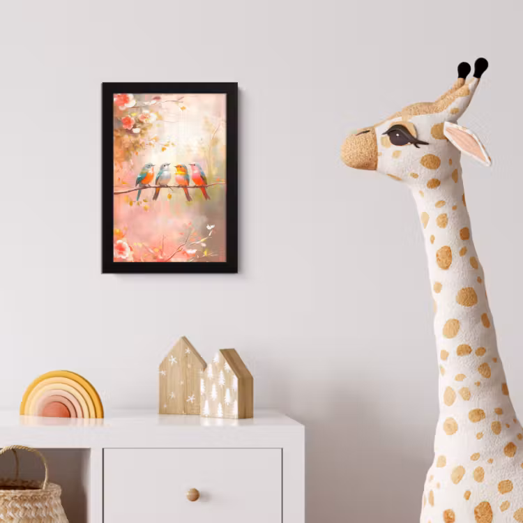 Poster met lijst - Vogels - Kleurrijk - Tak — 5