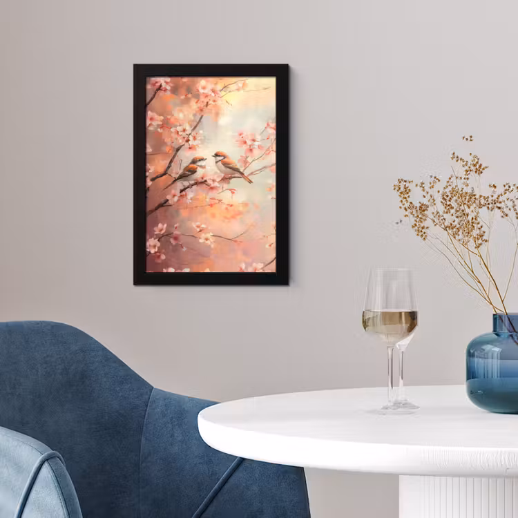 Poster met lijst - Vogels - Romantic - Bloesemtak — 2