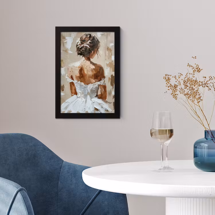 Poster met lijst - Vrouw - Verf - Abstract - Beige - Modern — 2