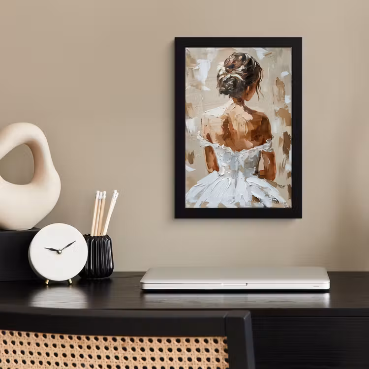 Poster met lijst - Vrouw - Verf - Abstract - Beige - Modern — 3