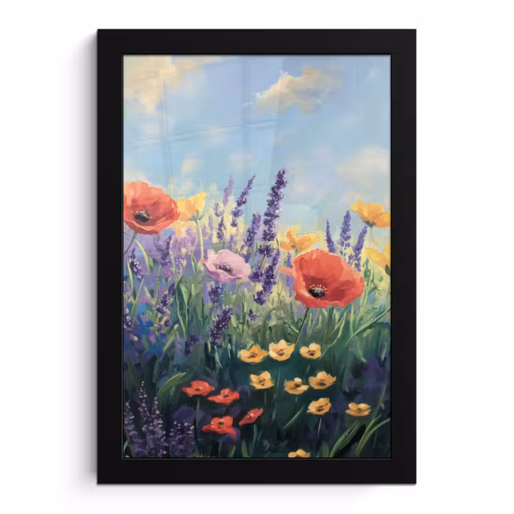 Poster met lijst - Weide - Bloemen - Kleurrijk — 1