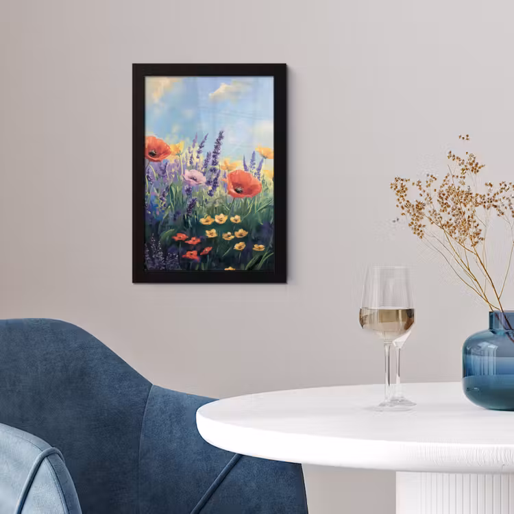 Poster met lijst - Weide - Bloemen - Kleurrijk — 2