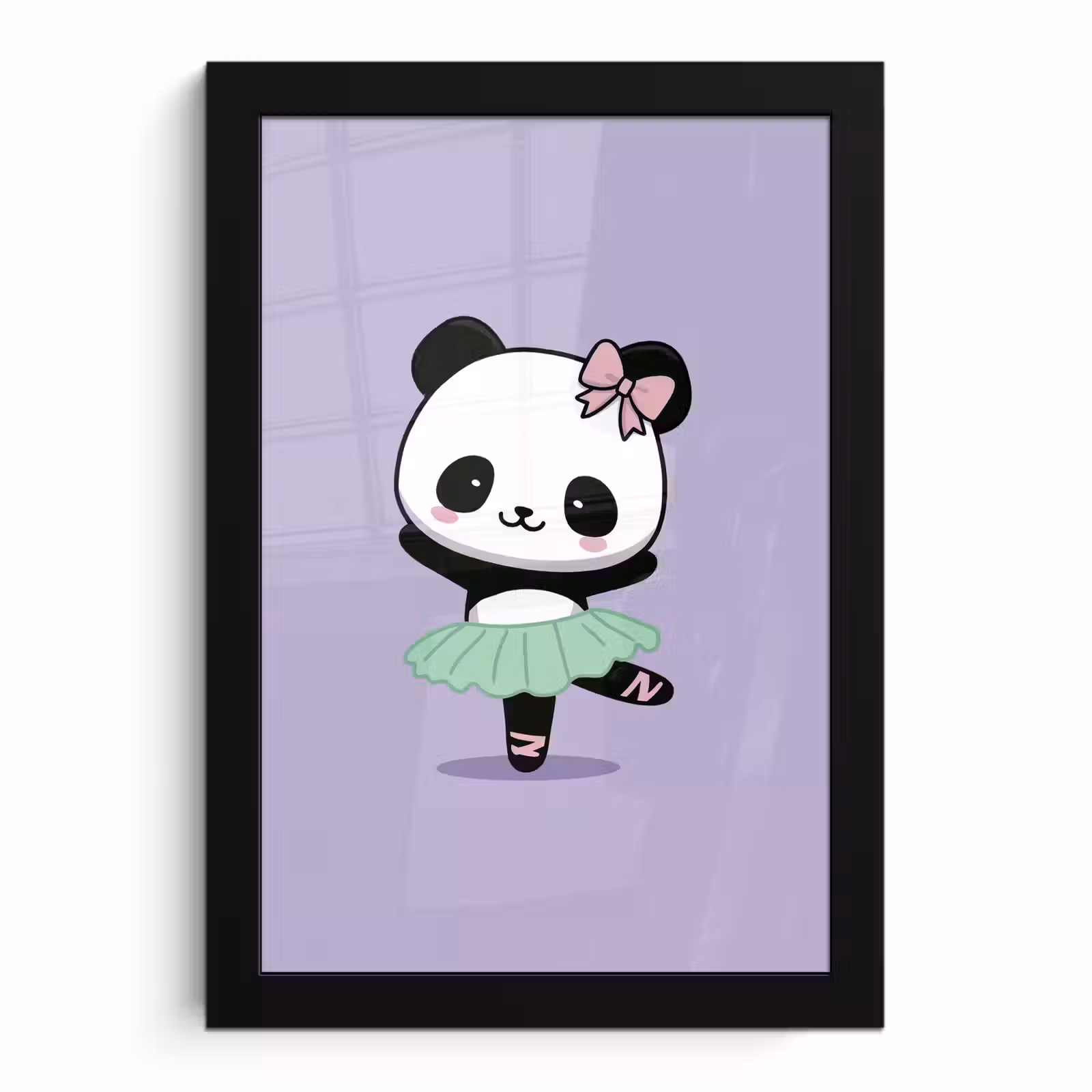 Poster met lijst - Panda - Paars - Sierlijk - Kawaii — 1