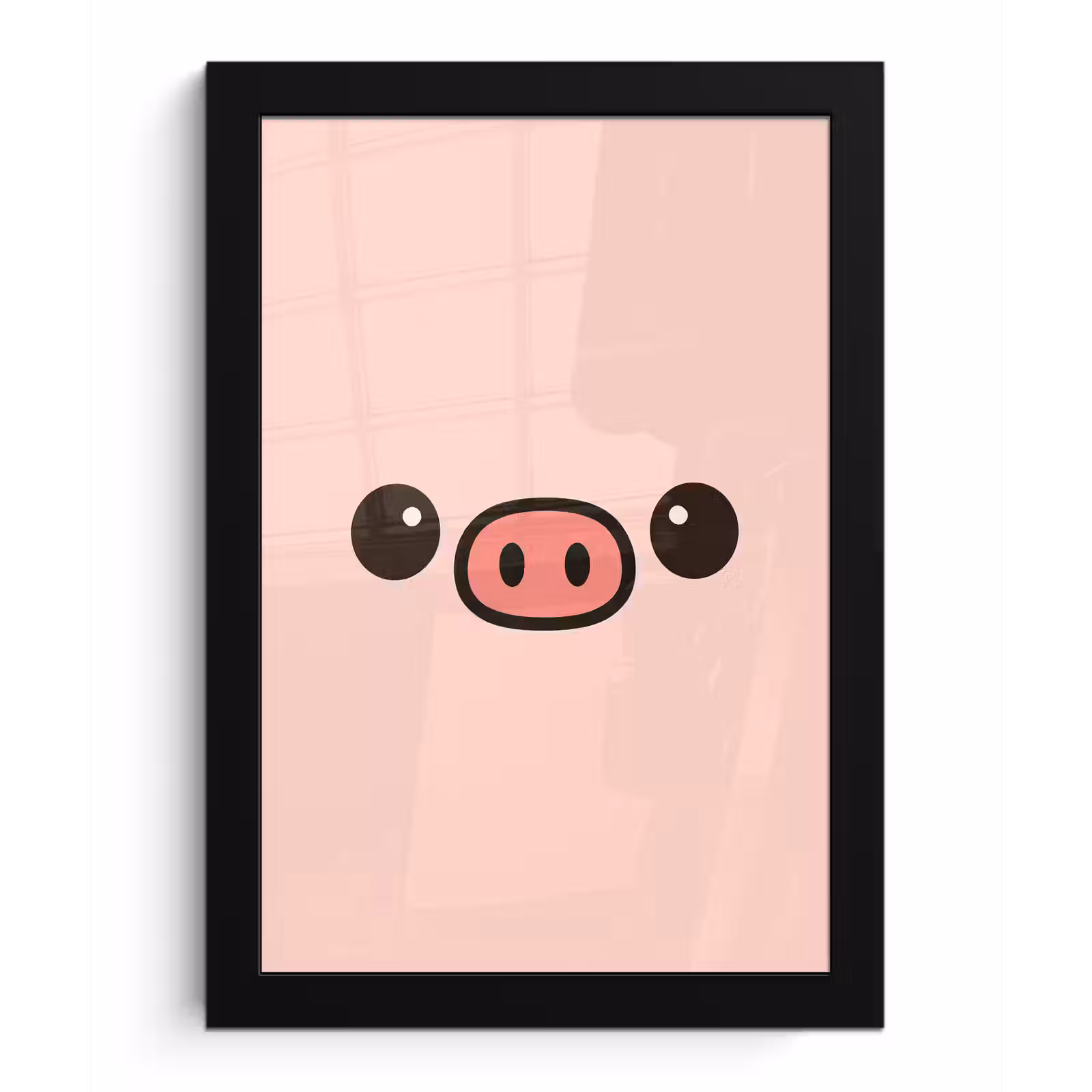 Poster met lijst - Varken - Roze - Minimalistisch — 1