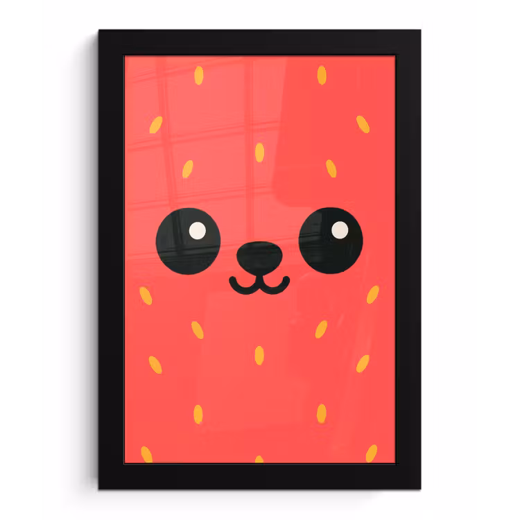 Poster met lijst - Kat - Aardbei - Cartoon — 1