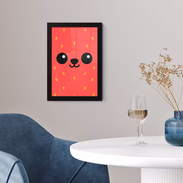 Poster met lijst - Kat - Aardbei - Cartoon — 2
