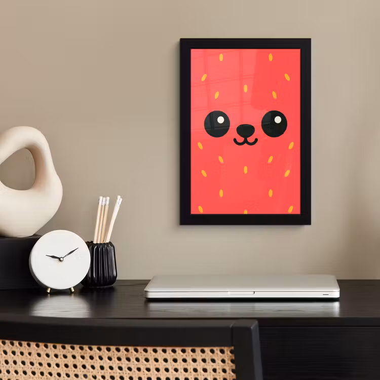 Poster met lijst - Kat - Aardbei - Cartoon — 3