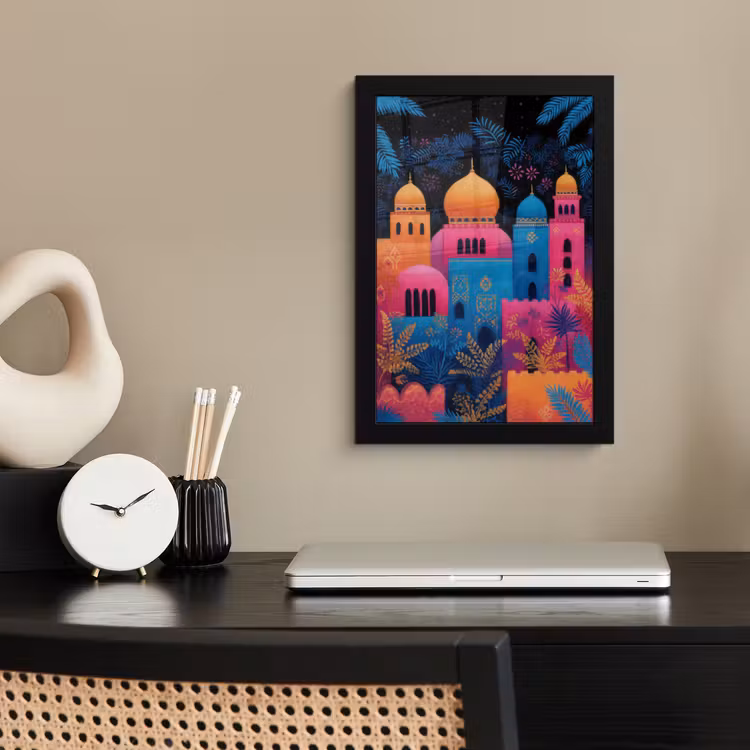 Poster met lijst - Kleurrijk - Stad - Nacht - Islamitisch — 3