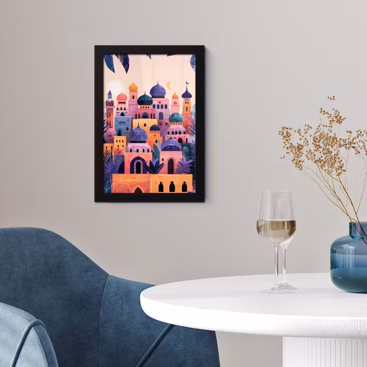 Poster met lijst - Kleurrijke stad - Zon - Islamitisch — 2