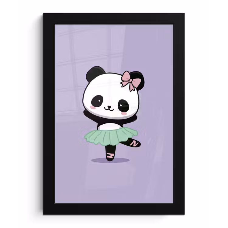 Poster met lijst - Panda - Paars - Sierlijk - Kawaii — 1