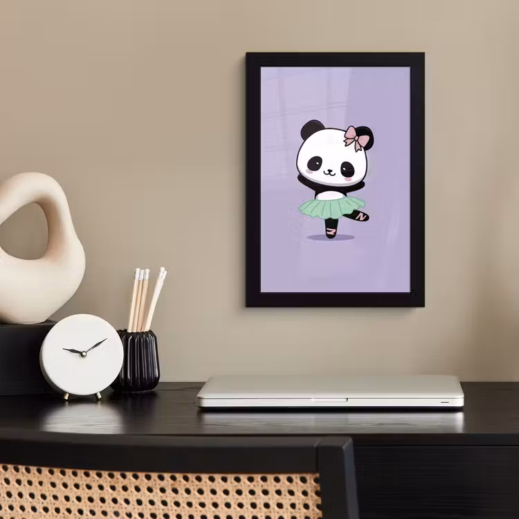 Poster met lijst - Panda - Paars - Sierlijk - Kawaii — 3