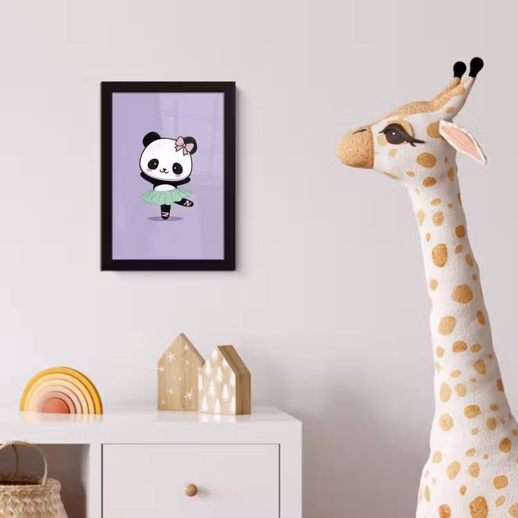Poster met lijst - Panda - Paars - Sierlijk - Kawaii — 5