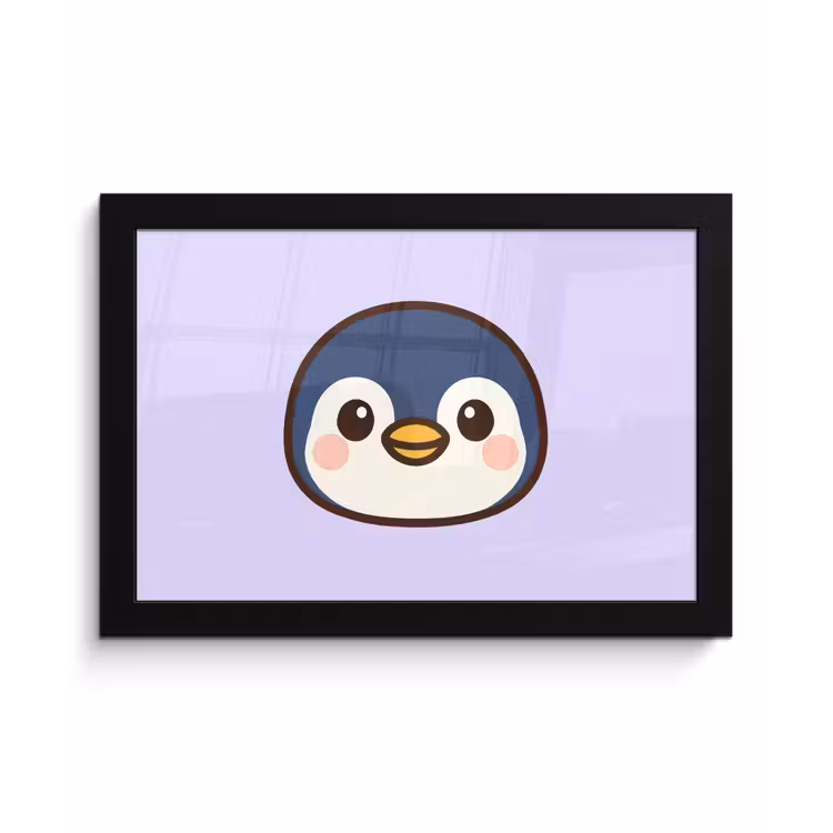 Poster met lijst - Pinguïn - Paars - Schattig — 1