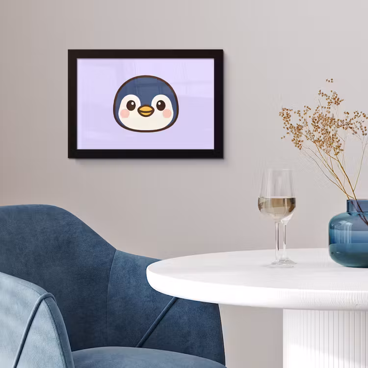 Poster met lijst - Pinguïn - Paars - Schattig — 2